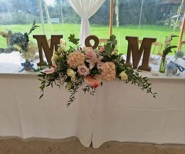 Blossom canopy trees and wedding finishing touches by B's Blooms